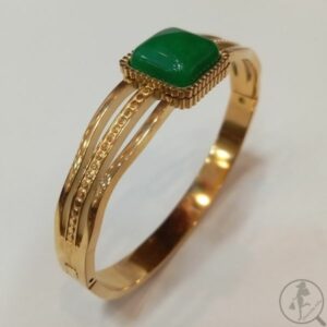 bracelet en acier inoxydable perle verte